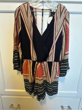 Tea n Cup Multicolor Striped Long Sleeve Romper NWT S